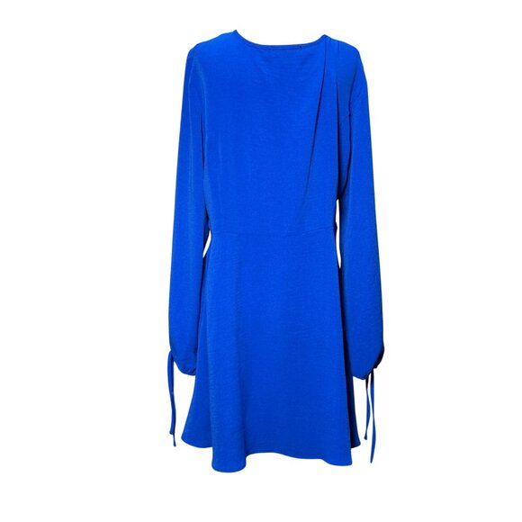 NEW Lulus Womens Royal Blue Long Sleeve Ruched V-Neck Dress Sz XL Summer Stretch - Picture 10 of 13